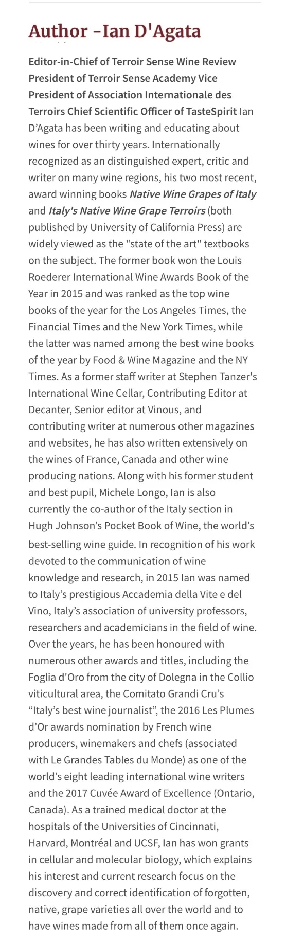 C9P CG in Ian D'Agata's Top World Wines